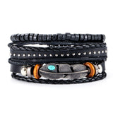 Multi Strand Leather Braided Bracelet - 23 Options