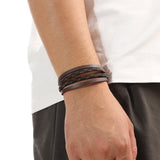 Hand-Woven Multilayer Leather Braided Rope Beading Bracelet - 3 Sizes