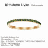 Stainless Steel Birthstone Crystal Eternity Ring - 2 Options