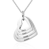 Customised Stainless Steel Engraved Name Hearts Necklace - 1 to 4 names