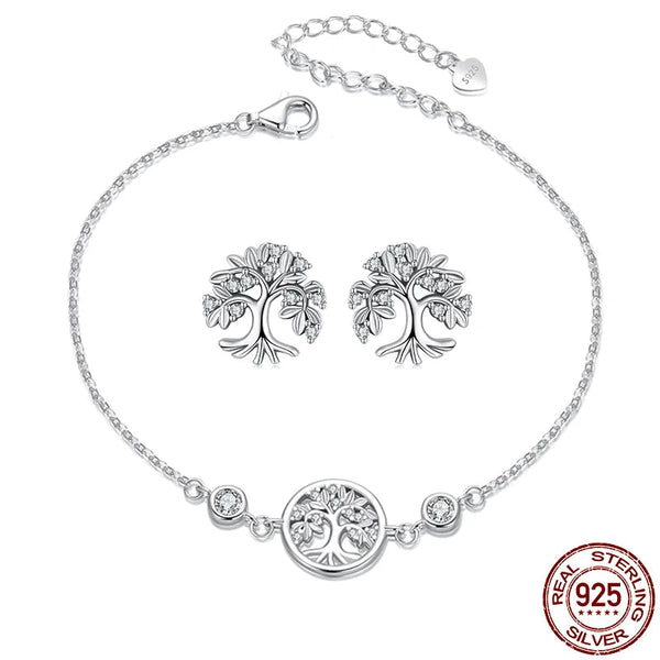 925 Sterling Silver Tree of Life Earrings/Bracelet
