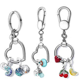 925 Sterling Silver O Pendant Keyring - 4 Options