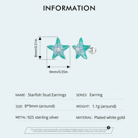 925 Sterling Silver Blue Starfish Stud Earrings