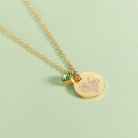 Stainless Steel Birth Month Floral Disc Necklace - 3 Colours - 12 Options