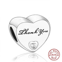925 Silver Pink CZ Family Heart Charm - 50 Options