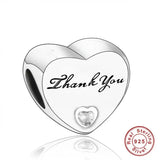 925 Silver Pink CZ Family Heart Charm - 50 Options