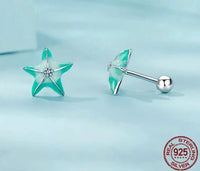 925 Sterling Silver Blue Starfish Stud Earrings