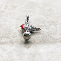 925 Sterling Silver Red Robin Hanging Charm - 2 Options