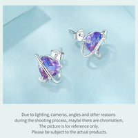 925 Sterling Silver Mystic Purple Heart Star Stud Earrings