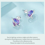 925 Sterling Silver Mystic Purple Heart Star Stud Earrings