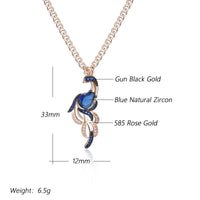 Fashion Blue CZ Bird Pendant Necklace