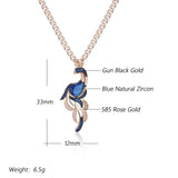 Fashion Blue CZ Bird Pendant Necklace
