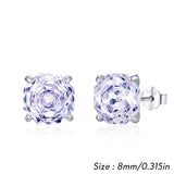 925 Sterling Silver Rose Cut Cubic Zirconia Stud Earrings - 10 Colours
