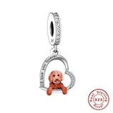 925 Silver Love You Forever Dog Hanging Charm - 33 Options