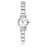 Stainless Steel White Black Round Italian Charm Watch - 2 Options