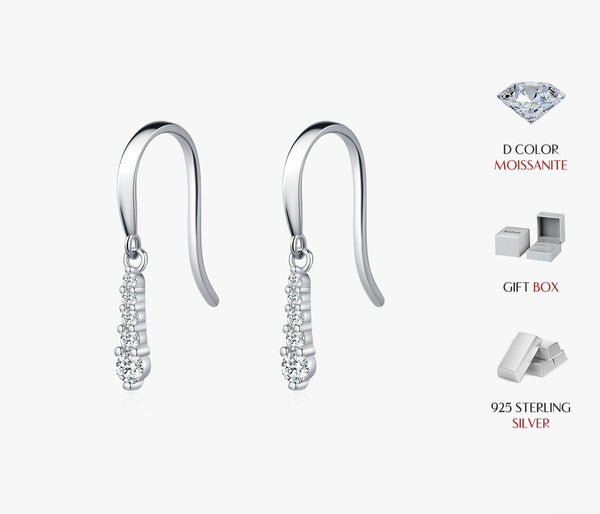 925 Sterling Silver Moissanite Dangle Water Drop Earrings