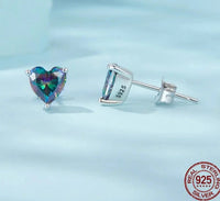 925 Sterling Silver 7MM Mystic Topaz Heart Stud Earrings