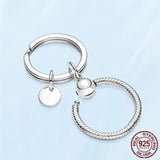 925 Sterling Silver O Pendant Keyring - 4 Options