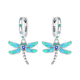 925 Sterling Silver Dragonfly Hoop Drop Earrings