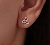 925 Sterling Silver Celtic Trinity Knot CZ Earrings
