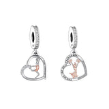 925 Silver Cheerleading Cheerleader Heart Charm - 2 Options