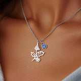 Stainless Steel Birthstone Birth Flower Necklace - 12 Options