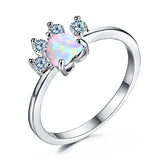 Fashion Created Opal/CZ Paw Ring - 3 Colours