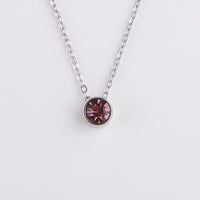 Stainless Steel Round Birthstone Pendant Necklace - 2 Colours - 12 Options
