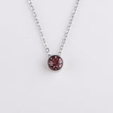 Stainless Steel Round Birthstone Pendant Necklace - 2 Colours - 12 Options