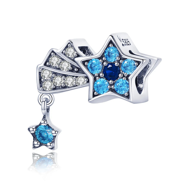 925 Sterling Silver Blue Shooting Star Charm