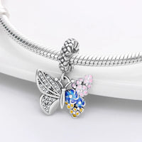 Half Zircon Half Colourful Butterfly Charm