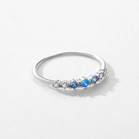 925 Sterling Silver Simple Dainty Stackable Blue CZ Ring