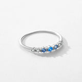 925 Sterling Silver Simple Dainty Stackable Blue CZ Ring