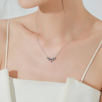 925 Sterling Silver Blue Leaf Pendant Necklace