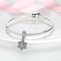 925 Sterling Silver Ornate Snowflake Hanging Charm