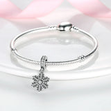 925 Sterling Silver Ornate Snowflake Hanging Charm