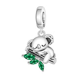 925 Sterling Silver Sleeping Koala Hanging Charm