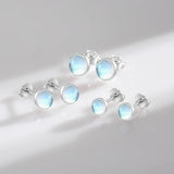 925 Sterling Silver Round Moonstone Stud Earrings - 3 Sizes