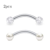 2pcs 16G Surgical Steel Curved Barbell Body Jewellery - 14 Options - 3 Sizes