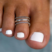 925 Sterling Silver Hollow Adjustable Toe Ring - 6 Options