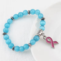 Fashion Natural Stone Pink Ribbon Bracelet - 6 Options