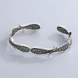 925 Sterling Silver Wings Open Bangle
