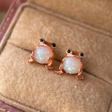 Fashion Inlaid Opal Frog/Penguin Stud Earrings - 4 Options