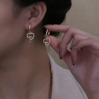 925 Sterling Silver Hoop Heart Dolphin Earrings - 3 Colours