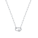 Stainless Steel Paperclip CZ Necklace - 2 Colours