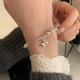 925 Sterling Silver Cute Bow and Pearl Bracelet
