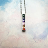 925 Sterling Silver Rectangle CZ Necklace - 2 Options - 2 Colours