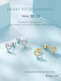 925 Sterling Silver Dainty Cubic Zirconia Heart Earrings - 2 Colours