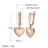 Fashion Rose Gold Colour Heart Drop Earrings