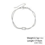 Stainless Steel Love Knot Double Snake Chain Bracelet - 2 Colours